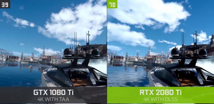 Nvidia compara su tecnología DLSS entre una GTX 1080 Ti y una RTX 2080 Ti