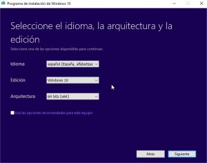 Cómo hacer ISO de Windows 10 con MediaCreationTool
